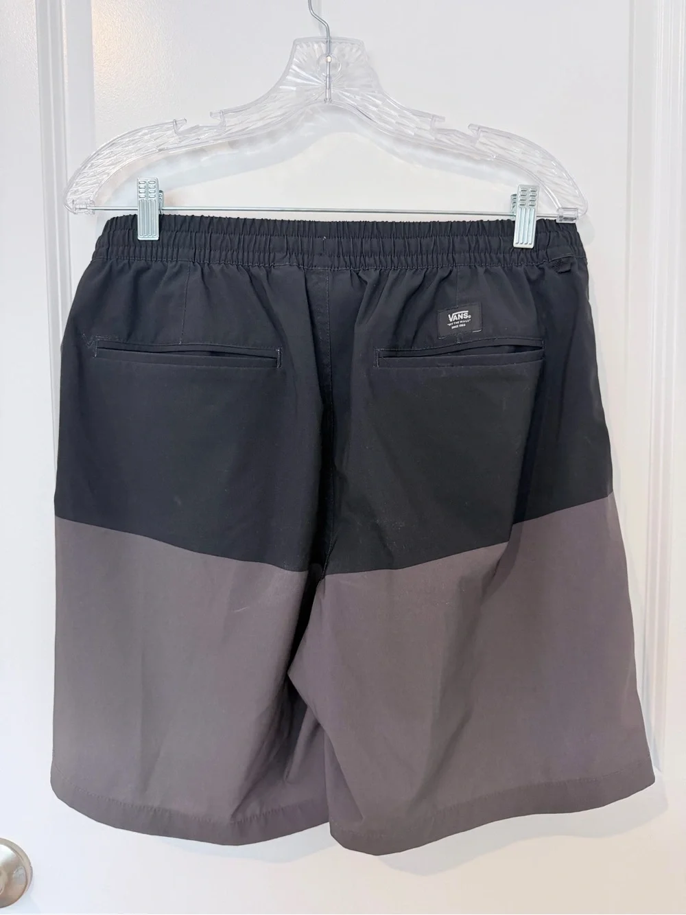 Vans Men's Black and Charcoal Two-Tone Swim Trunks